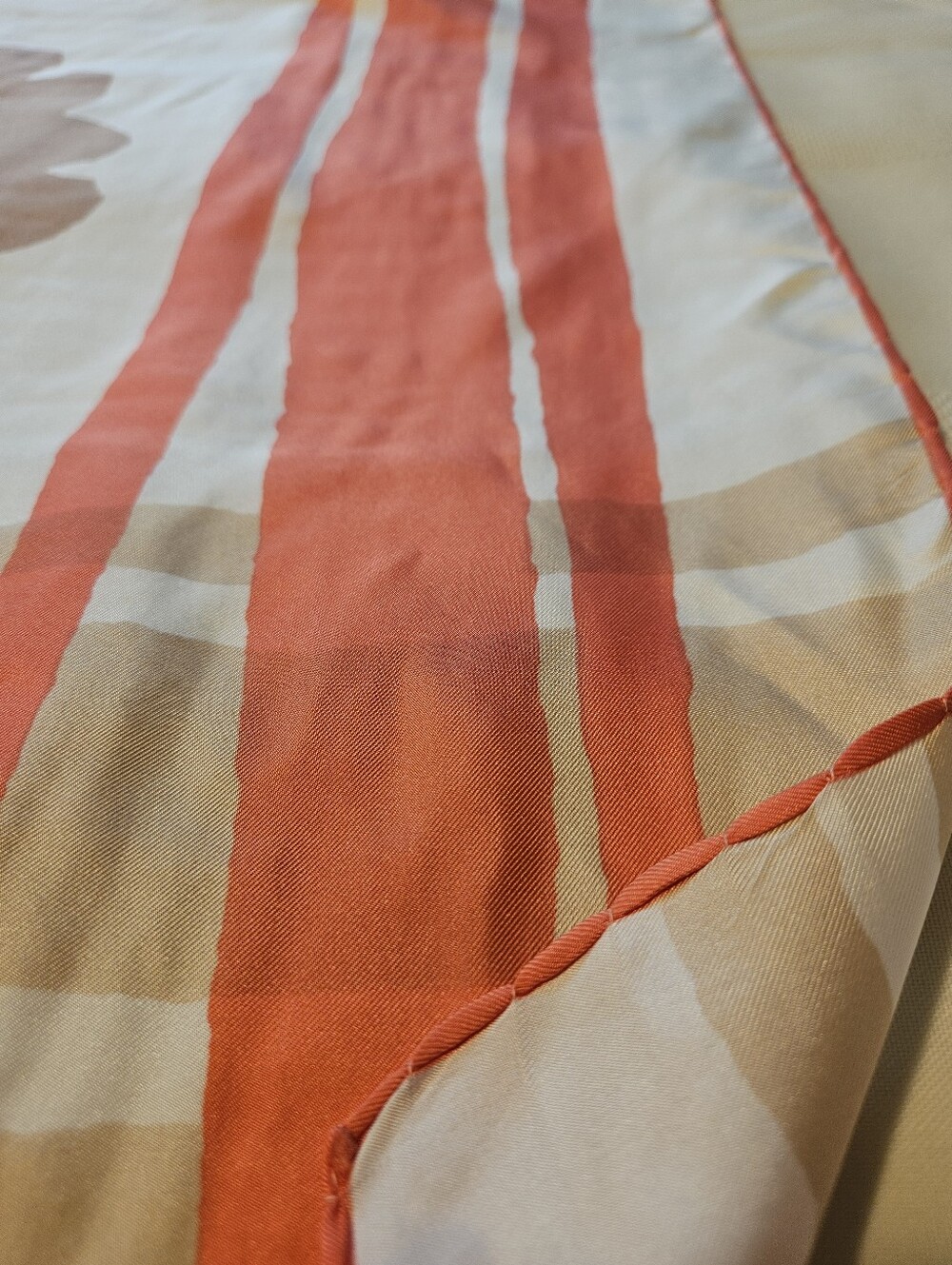 Louis Féraud Floral Silk Scarf in Cream and Brown Tones-Made in France - Picture 4 of 11